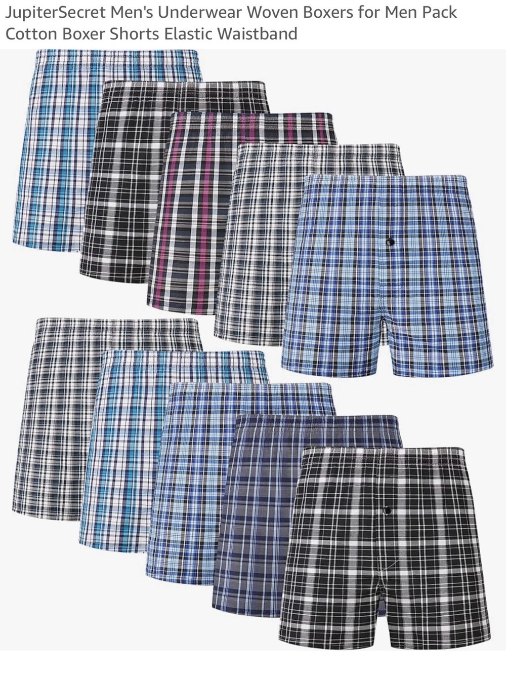 New- never opened - XXL-Men’s Plaid Woven Boxers -  (10 Pack)